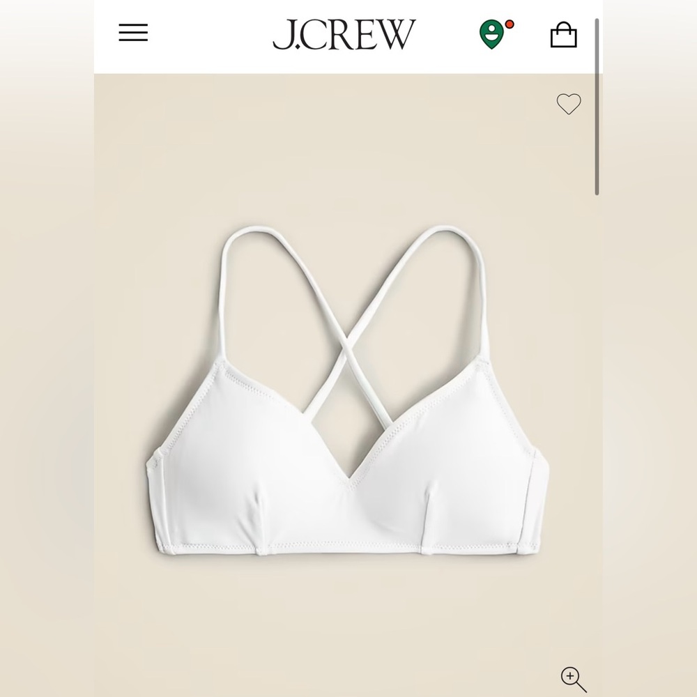 NWT, J. Crew cross back French bikini top, size 2X, white